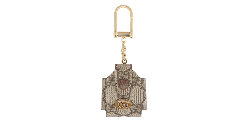 Gucci Beige GG Ophidia AirPods Case Keychain | Hypebeast
