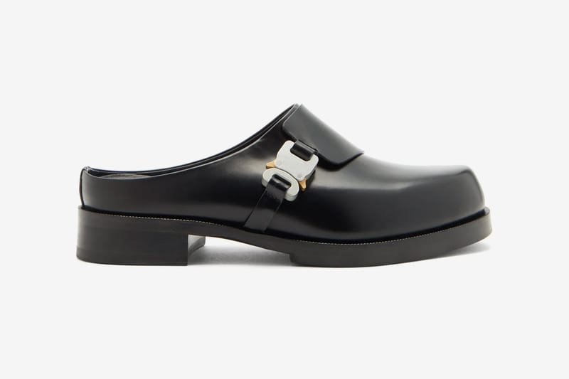 1017 ALYX 9SM Black Rollercoaster-Buckle Leather Clogs | Hypebeast