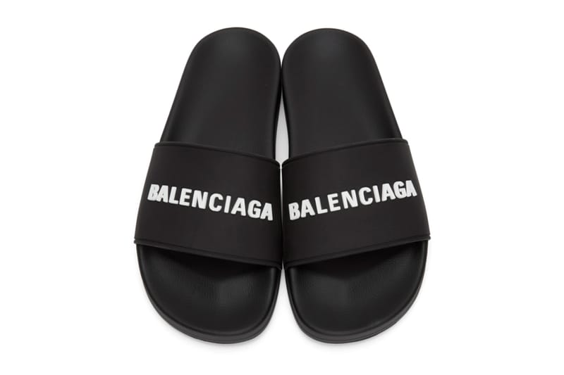 Balenciaga Rubber Logo Pool Slides 
