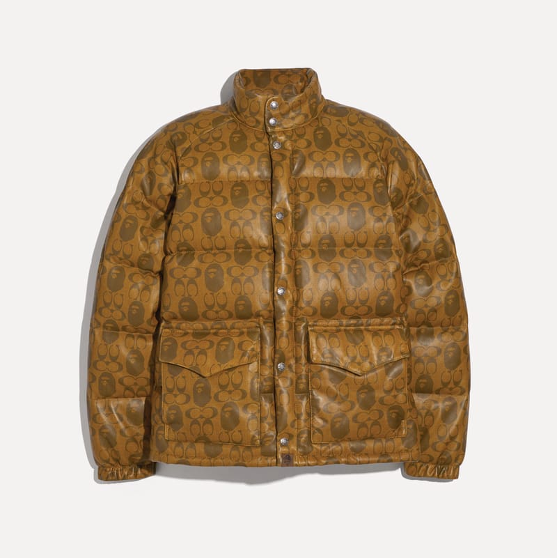 90s a bathing ape leather puffer jacket A・BATHING APE】leather