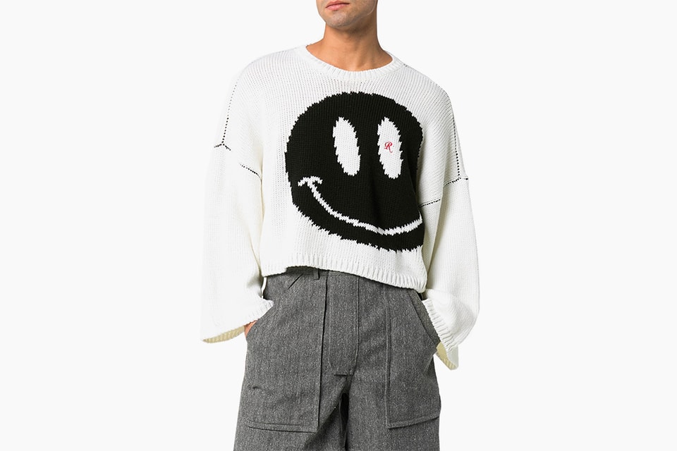 Raf Simons Black Smiley Intarsia Knit Sweaters | Drops | Hypebeast