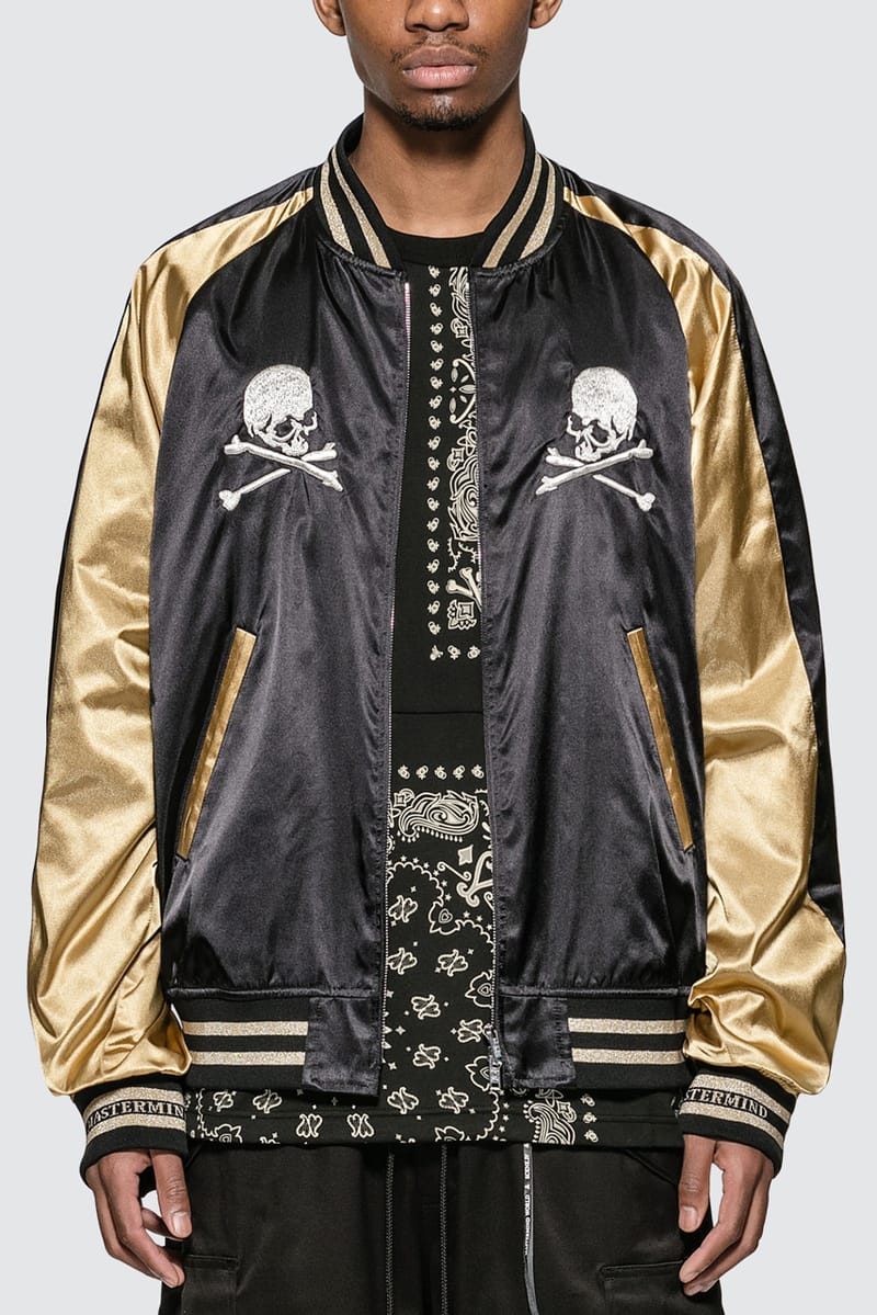 mastermind WORLD Black/Gold Skull Souvenir Jacket | Hypebeast
