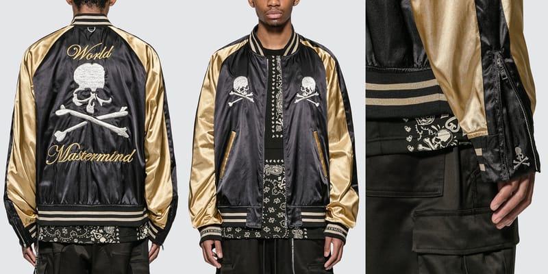 mastermind WORLD Black/Gold Skull Souvenir Jacket | Hypebeast