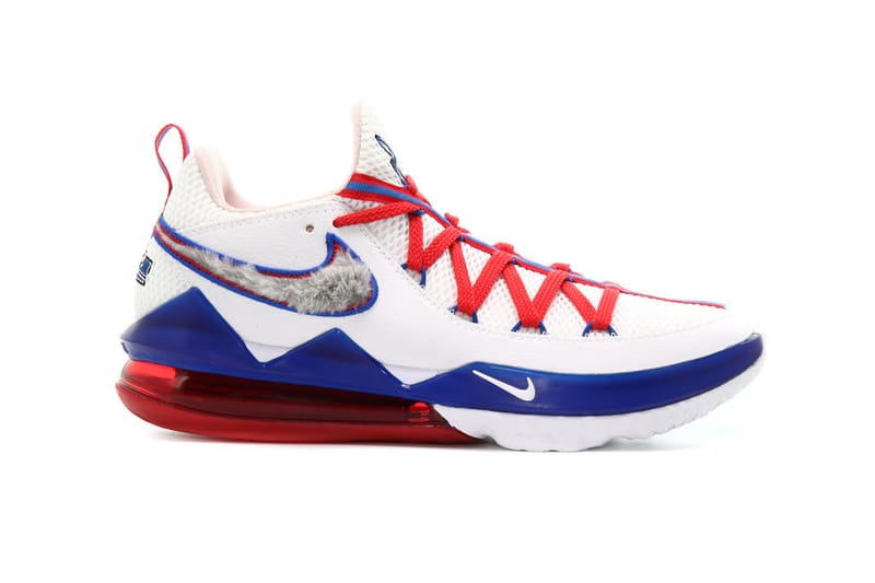 Lebron red white 2024 and blue shoes