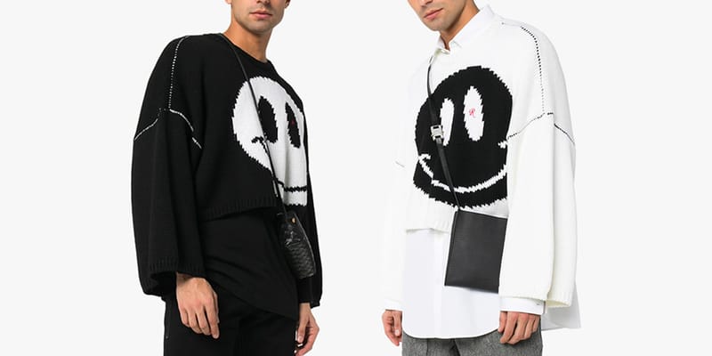 Raf Simons Black Smiley Intarsia Knit Sweaters | Hypebeast