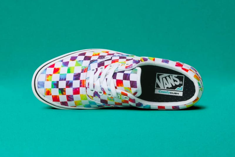 Teal and best sale black checkered vans