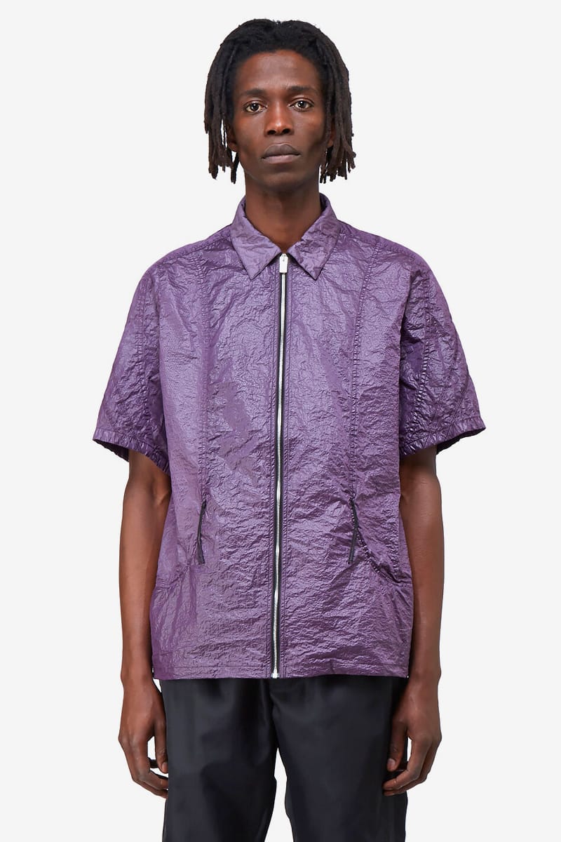 1017 ALYX 9SM Purple Crinkle-Effect Nylon Shirt Release | Hypebeast