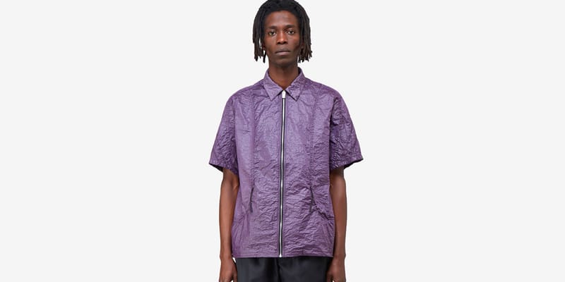 1017 ALYX 9SM Purple Crinkle-Effect Nylon Shirt Release 