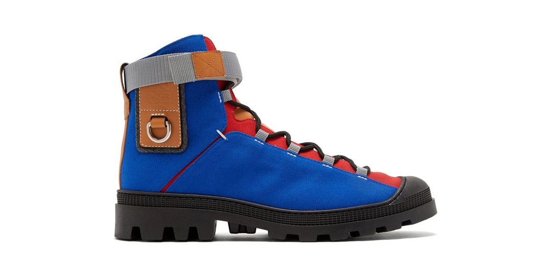 EYE/LOEWE/NATURE Canvas Hiking Boots in Blue, Yellow | Hypebeast