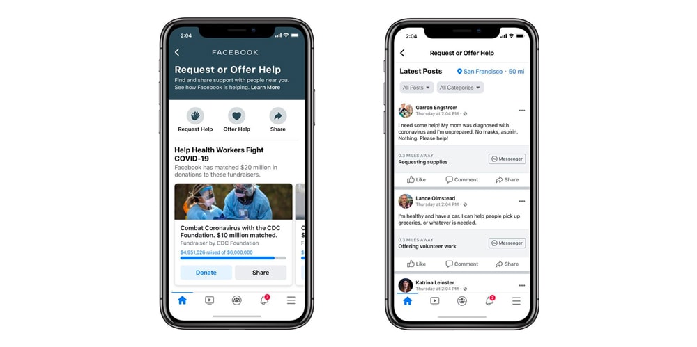 Facebook обновляет функцию «Помощь сообщества» в связи с коронавирусом