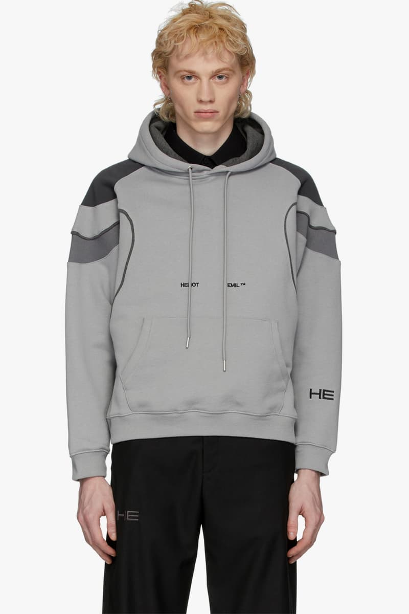 HELIOT EMIL Drops Grey Panel Hoodie | HYPEBEAST