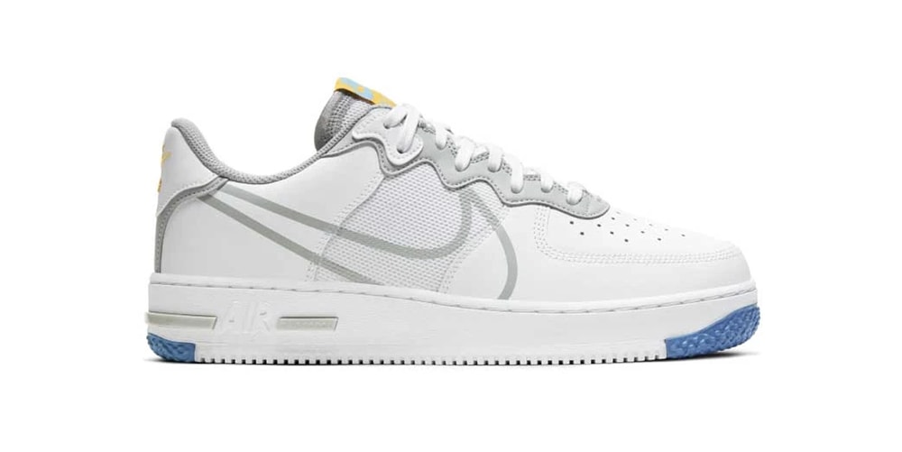 air force 1 react white light smoke grey university gold
