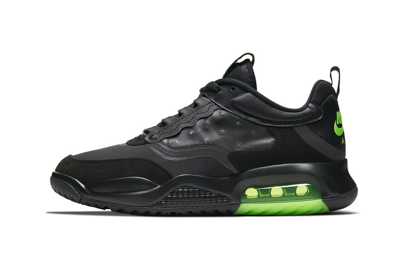 All black jordans with green bottom online