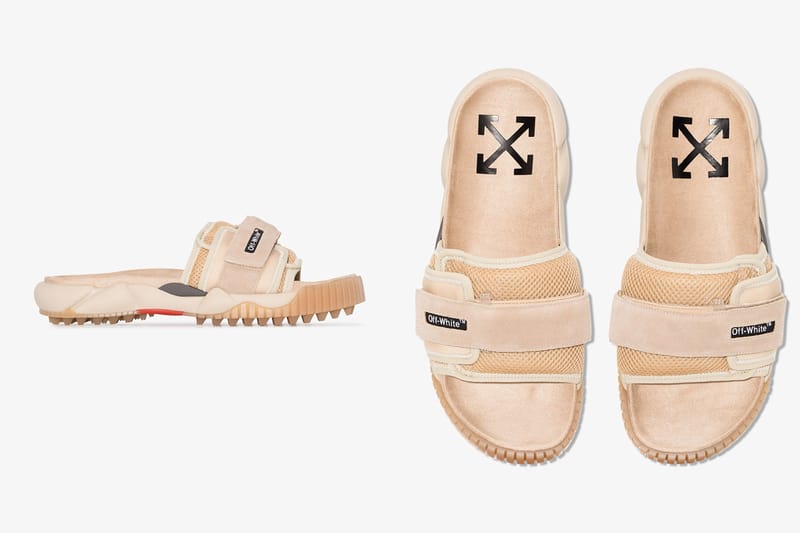 Off white clearance slides with strap