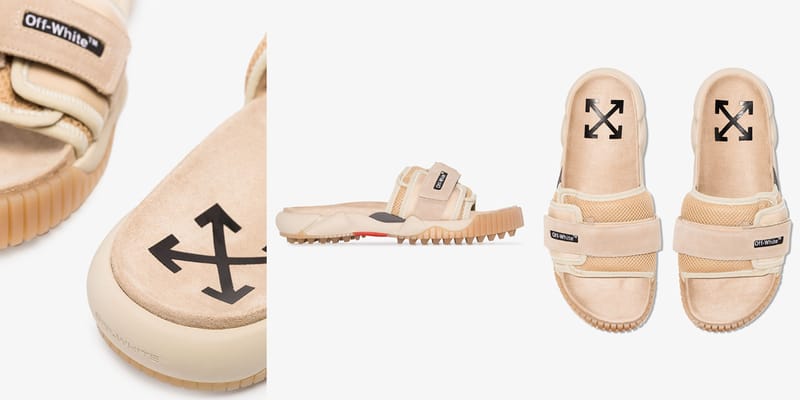 Off White Beige ODSY Velcro Slides Release Hypebeast