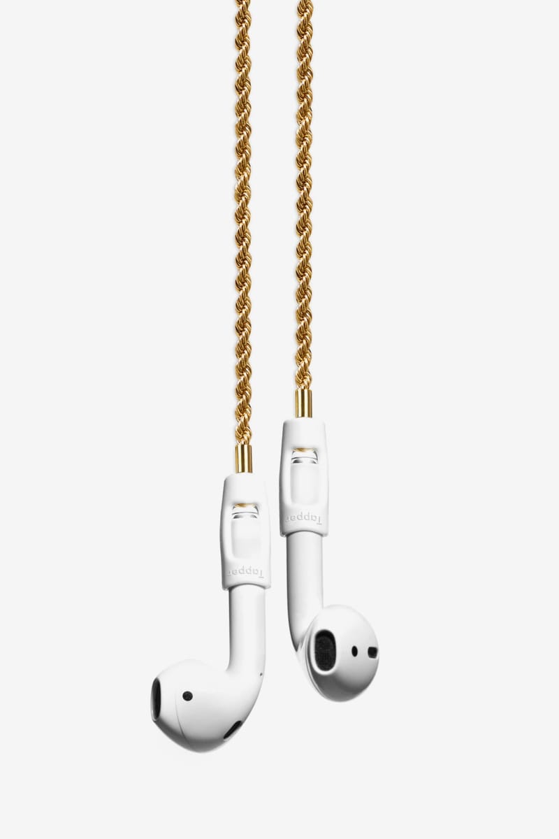 Tapper Solid 18K Real Gold Double Knitted Mesh Chain For Apple AirPods