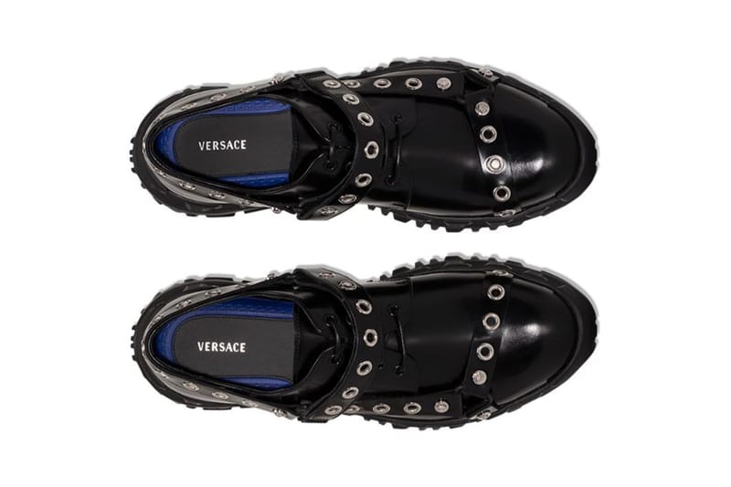 Versace Black BDSM Straps Leather Derby Shoes Drop Hypebeast