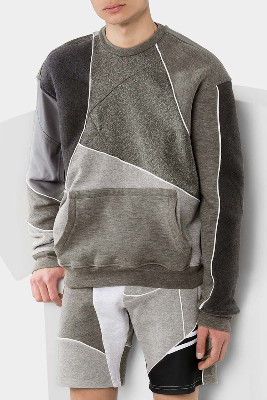 Ahluwalia Recycled Grey Patchwork Sweatshirt, Shorts | Hypebeast