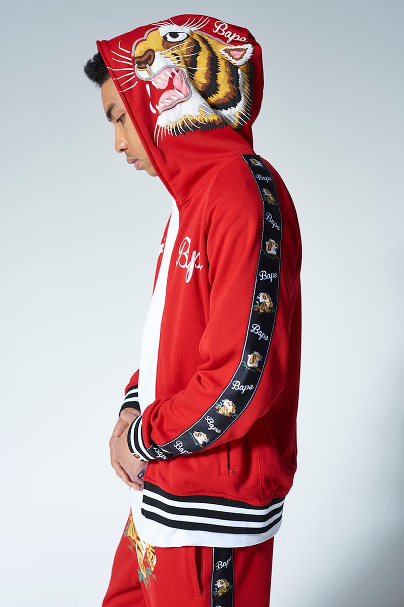 Bape red tiger discount hoodie