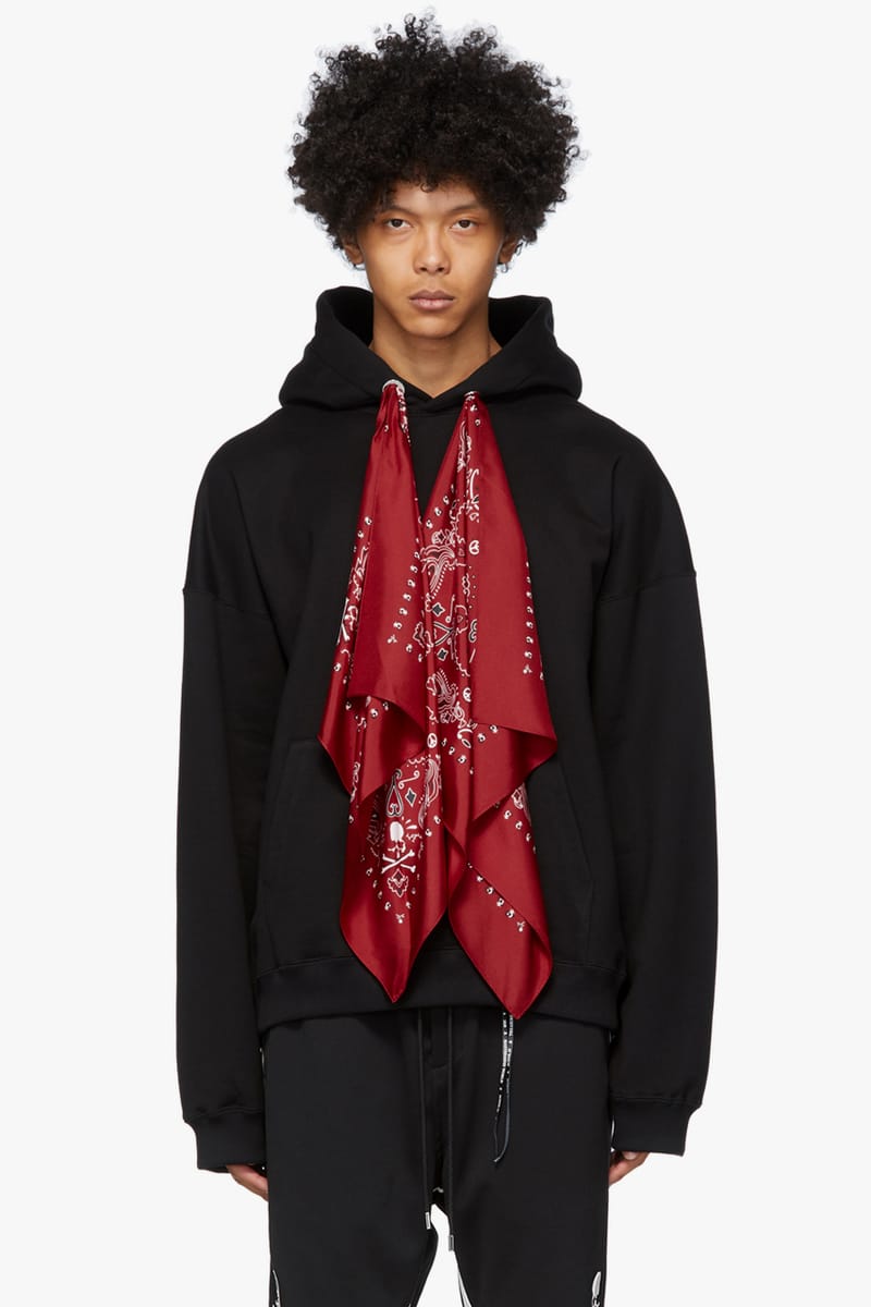 mastermind WORLD Black Red Boxy Bandana Hoodie | Hypebeast