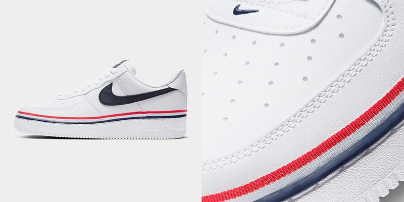 Nike air force 1 low white with black foxing on sale stripe