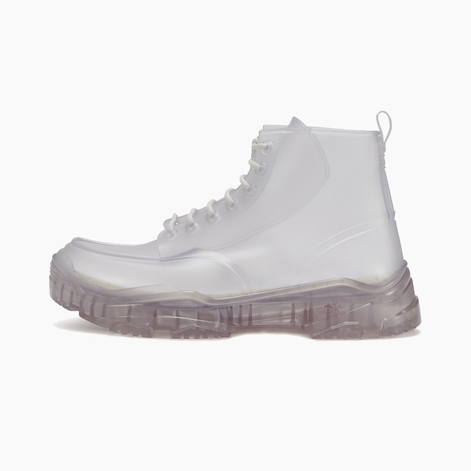 dior transparent high top rubber boots
