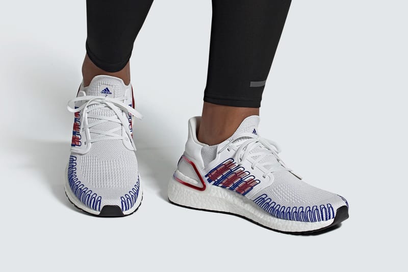 adidas ultra boost red white blue stripes