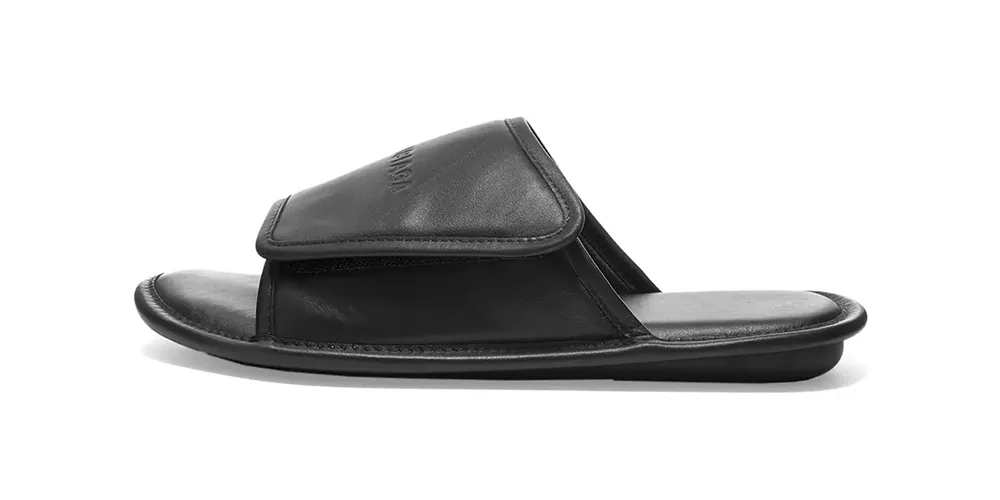 Balenciaga Drops Luxe Black Leather Home Sandals