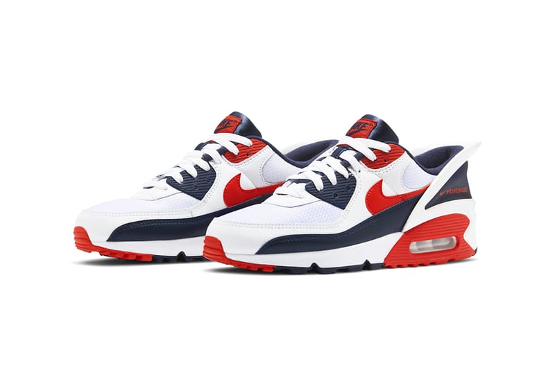 Air max 90 red white best sale and blue