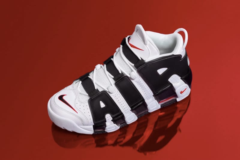 Nike uptempo white and black on sale