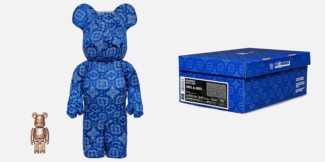 CLOT, Nike и Medicom Toy представляют набор BE@RBRICK «Royale University Blue Silk»