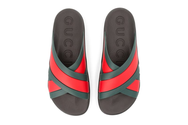 Gucci Red Green Rubber Webbing Sandals Release Hypebeast