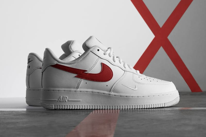 Nike air force 1 with red swoosh hotsell