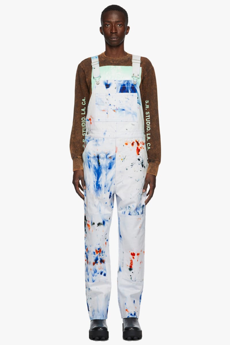 White store canvas overalls