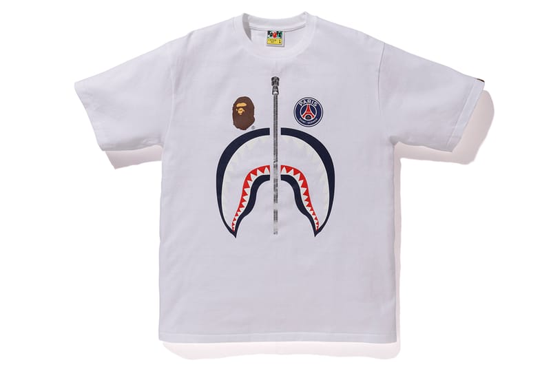 人気話題！Bape x PSG Pari Saint Germain Ape Head Tee Navy A First Look at the Complete PSG x BAPE Capsule Collection