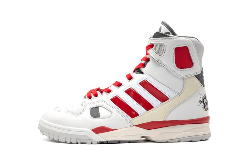 Adidas high tops on sale red black and white