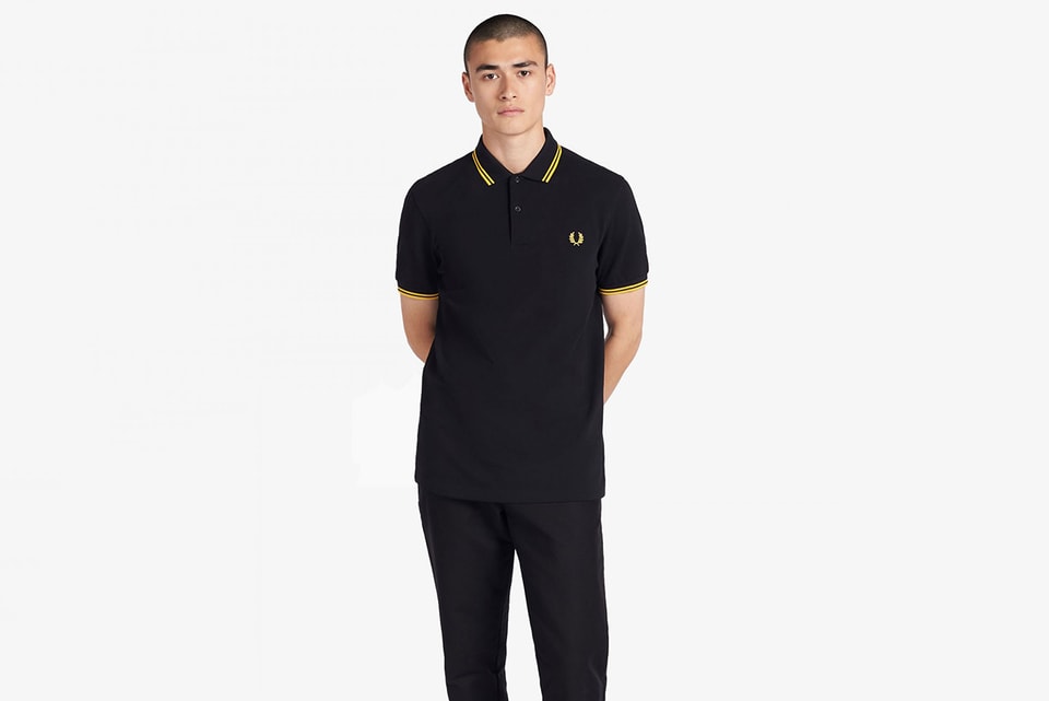 Yellow and black 2024 fred perry polo