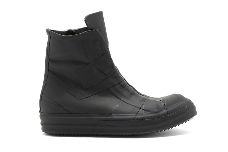 靴 archive black boots rick owens swag Rick Owens Black Bondage High Top Sneakers Release | Hypebeast