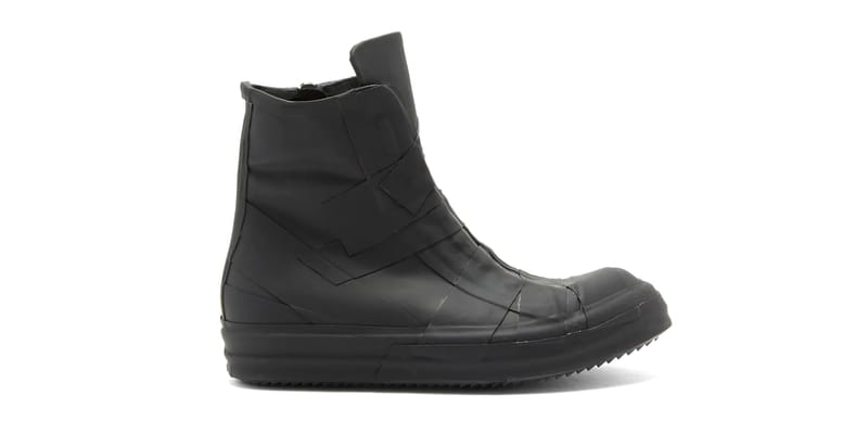 靴 archive black boots rick owens swag Rick Owens Black Bondage High Top Sneakers Release | Hypebeast