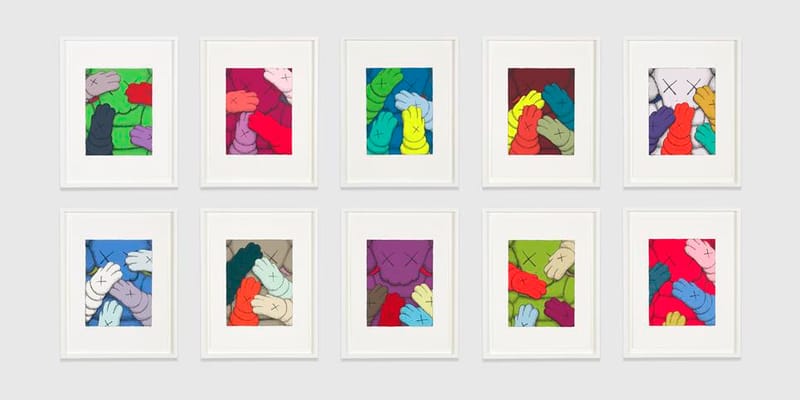 コレクション KAWS ART CARD コレクション KAWS ART CARD Set Of 3 Grey Kaws 16x24in Framed