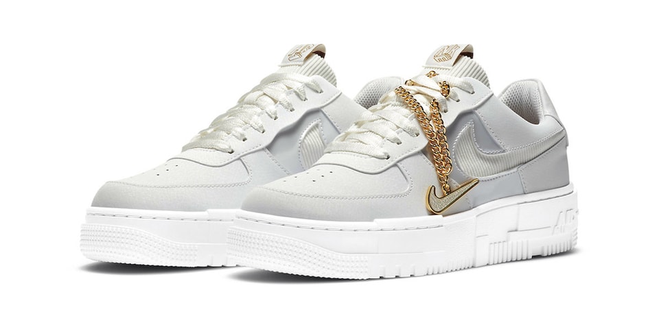 nike wmns af1 pixel summit white gold chain