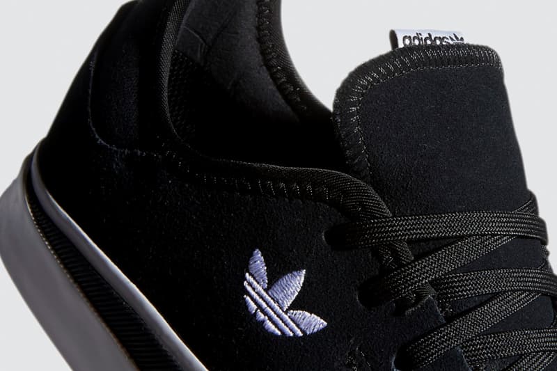 adidas skateboarding sabalo trainers in black suede with gum sole