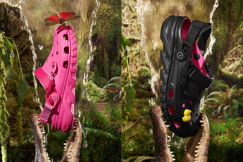 black and pink post malone crocs