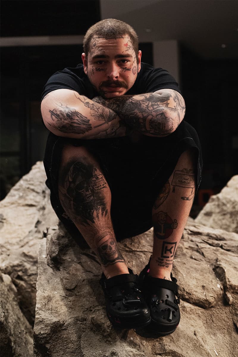 pink and black post malone crocs