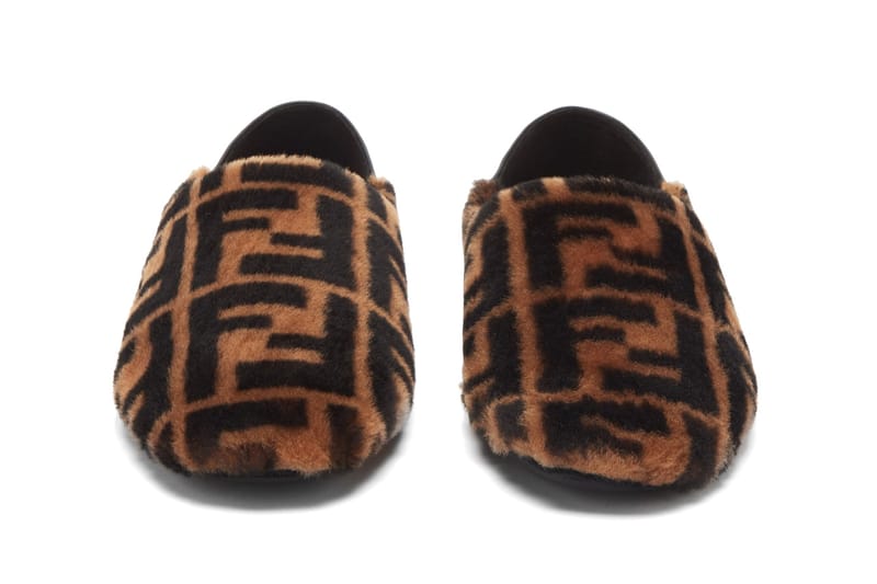 Fendi shearling online slippers