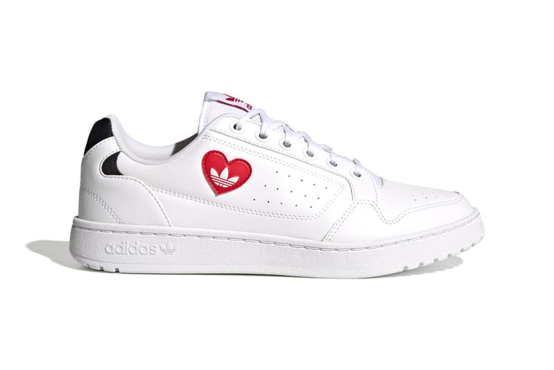 Adidas superstar white red heart trainers for hotsell valentine’s day