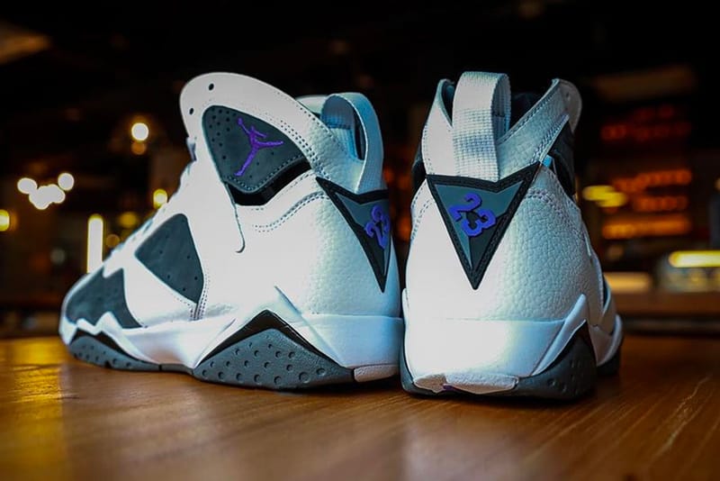 Blue purple and white jordan 7s hotsell