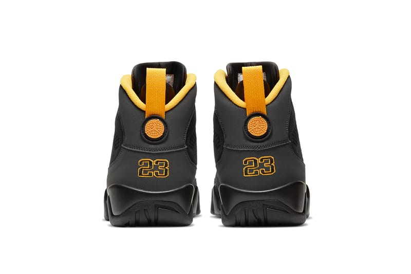 Jordan 9 black hot sale and gold