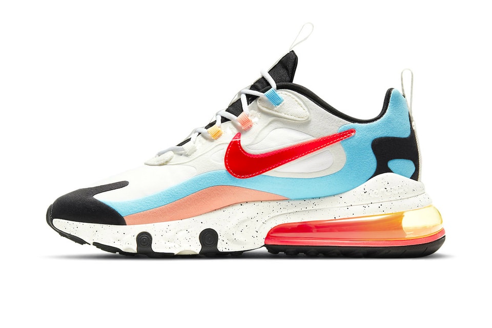 nike red white and blue air max 270 react sneakers