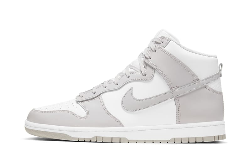 grey and white nike dunk high